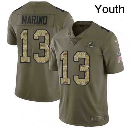 Youth Nike Miami Dolphins 13 Dan Marino Limited OliveCamo 2017 Salute to Service NFL Jersey